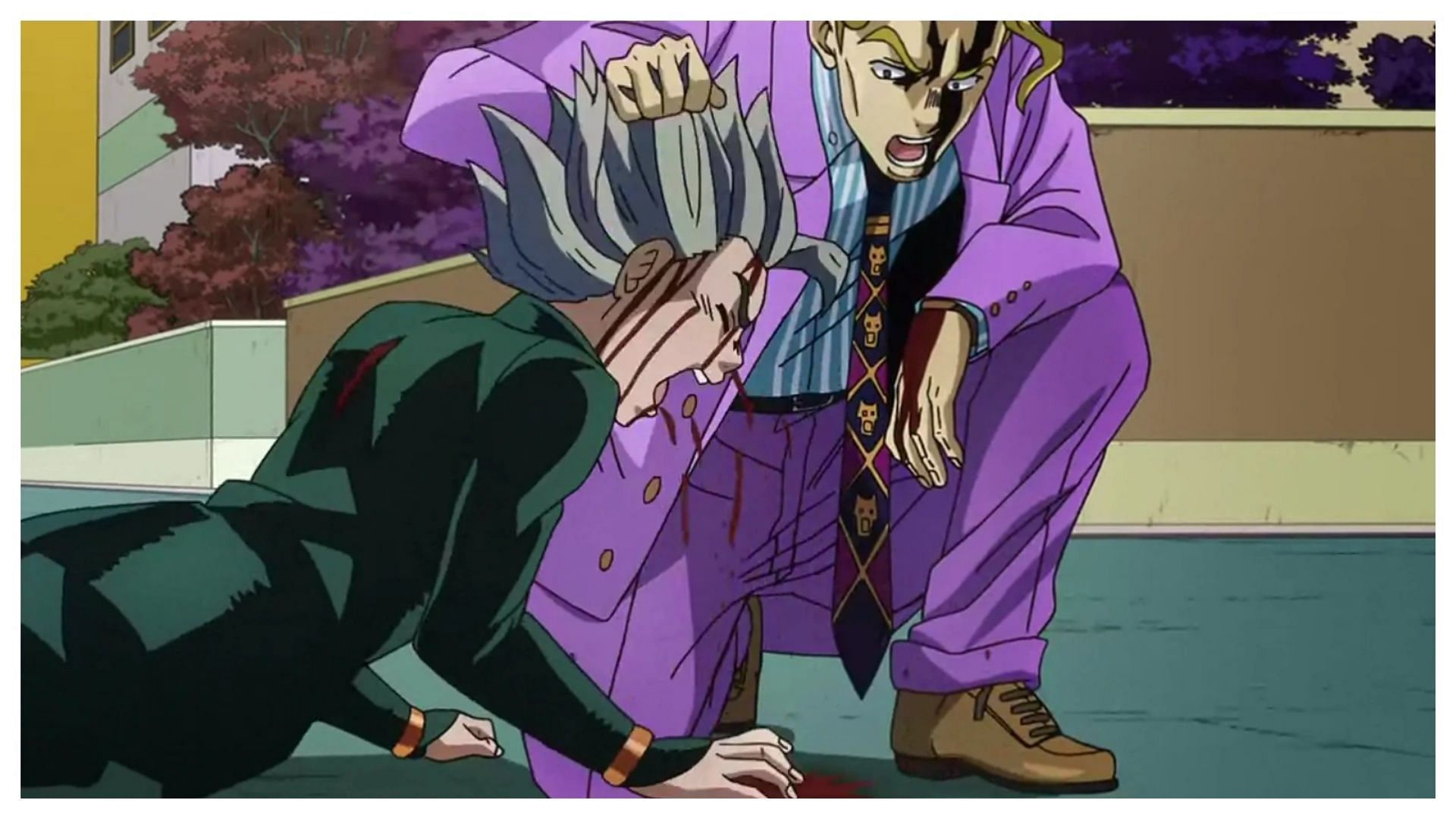 Kira beating Koichi in JoJo's Bizarre Adventure (Image via David Production)